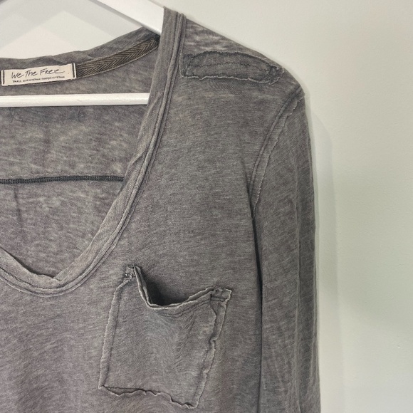 We the Free Distressed Dark Gray Long Sleeve Shirt - Picture 5 of 9
